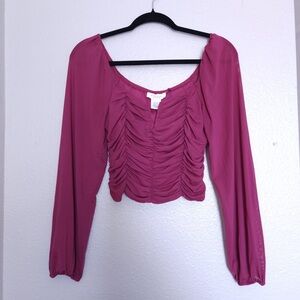 Kirious Los Angeles Fuchsia Ruched Long Sleeve Top